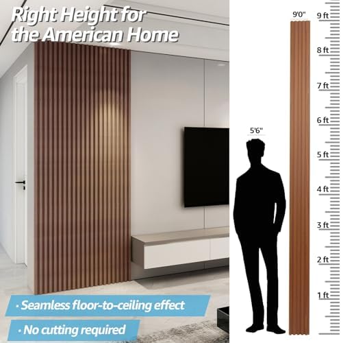 Art3d 108 x 6 Inch WPC Wood Slat Wall Panels, 3D Wall Accents - Image 2