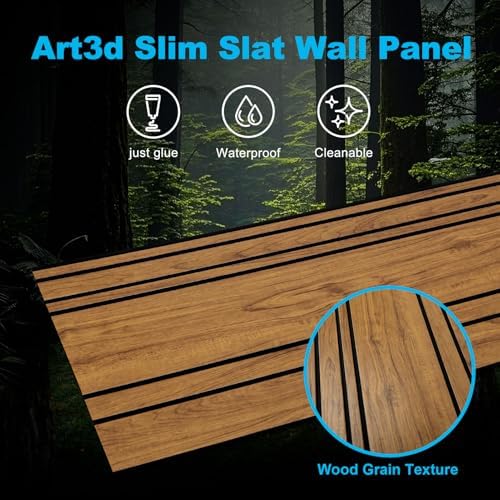 Art3d 104 x 12 Inch Wood Grain Wainscoting Wall Panel, Natural Teak - Image 6