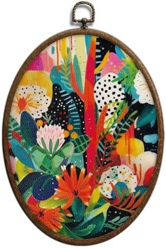 Colorful Oval Framed Wall Art, Maximalist Wall Decor, Waterproof Cottage Core by Unknown