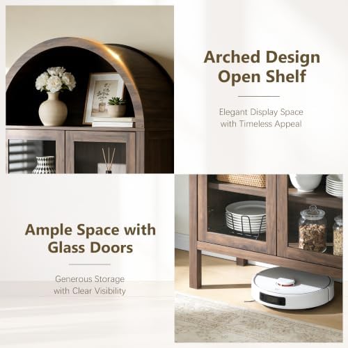 72" Tall Arched Cabinet with Glass Doors - Image 4