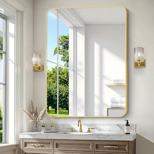 BONEWEI Gold Bathroom Mirror, 36x48 inch Wall Mirror - Image 2