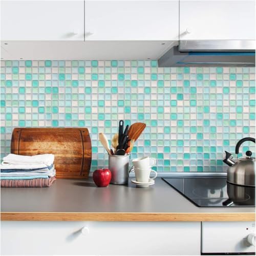 Yoillione 3D Mosaic Tile Sticker Removable Wallpaper Tile Red, 3D Self Adhesive - Image 5