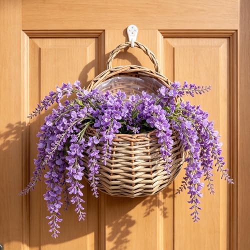 DOITOOL 2 Pcs Rattan Wall Baskets, 18 cm Woven Hanging Planters - Image 7