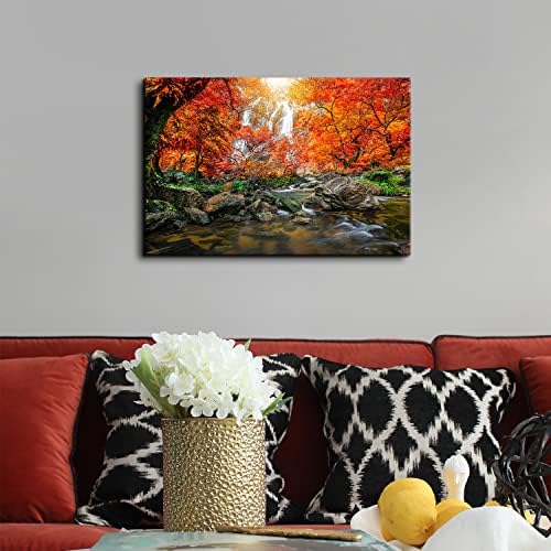 Nature Mountain Waterfall Canvas Wall Art Modern Scenic Framed Artwork Home - Image 2