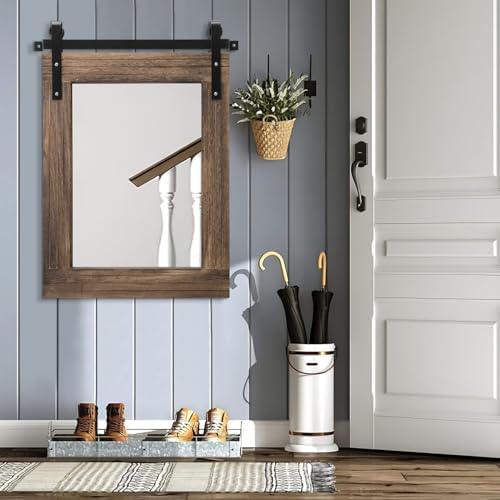 AAZZKANG Large Rectangle Mirror Rustic Wood Hanging Mirror Large 30"x22" - Image 7