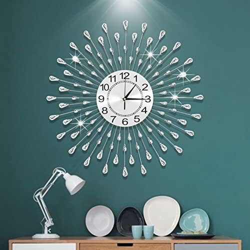 Large Wall Clock Metal Decorative Wall Clocks Silent Non-Ticking, Bling Shining by FMTADDecorativeWallClocks