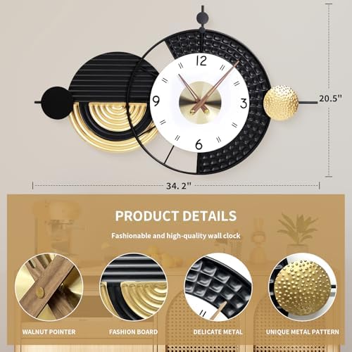 20.8X34.2 inch Modern Abstract Metal Decorative Wall Clock - Image 2