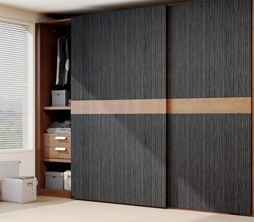 Black Grasscloth Self-Adhesive Wallpaper 23.6"x787" - Image 6
