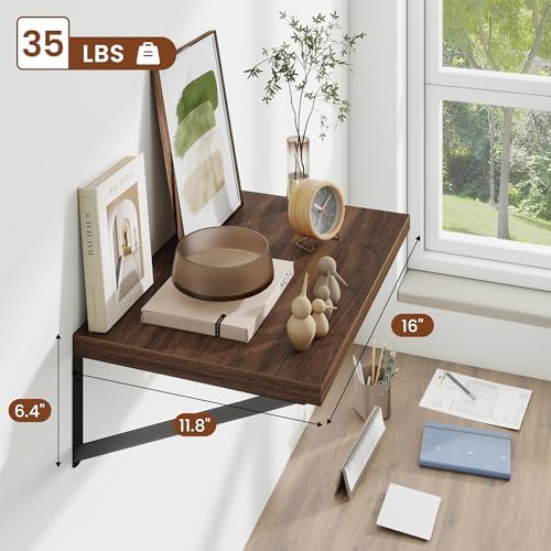 Deep Wall Shelves 16"W x 12"D Engineered Wood Floating Shelves - Image 3