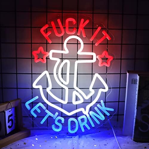 FUNK IT LET'S DRINK Neon Signs for Wall Decor Anchor Decor Neon Lights for by JFLLamp