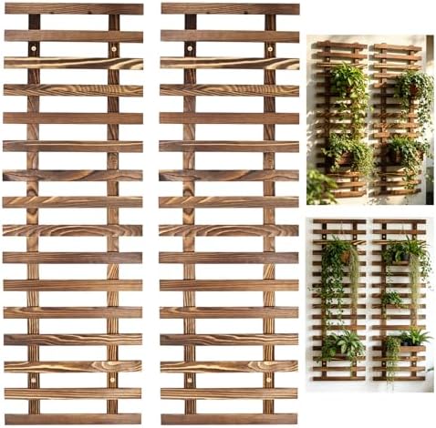 Pack of 2 Vertical Wooden Wall Planter Trellis by JOYFERNAL