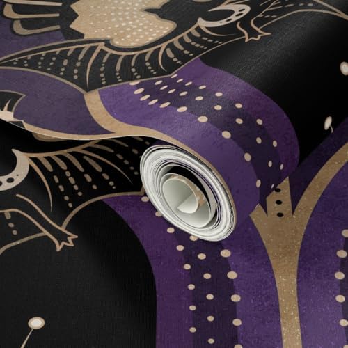 Spoonflower Art Deco Bats Peel and Stick Wallpaper - Image 2