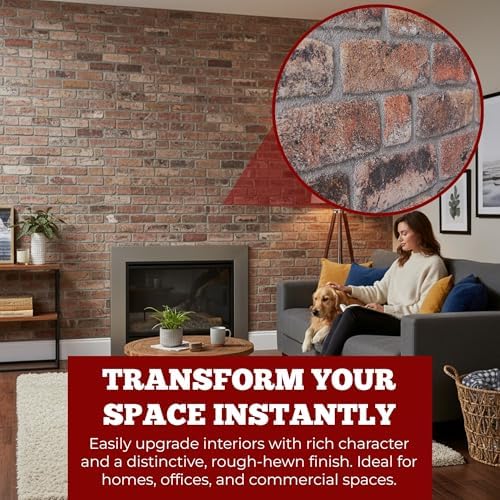 K&B Panels 3D Wall Panels, Rustic Brick Effect Styrofoam Wall Panelling Kit - Image 2