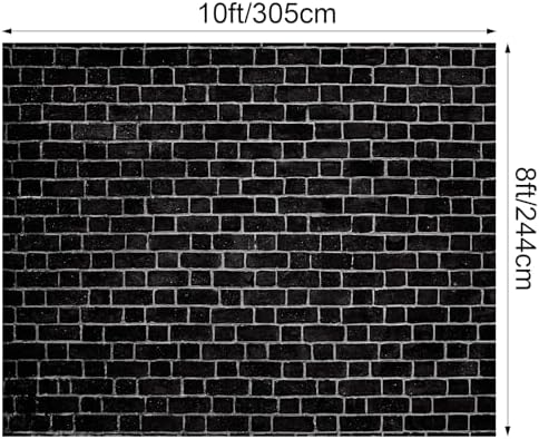 VitalCozy 10 x 8 ft Black Brick Wall Backdrop Fabric Halloween Background - Image 2