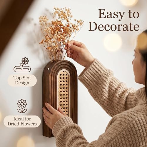 Dnnnii 2 Pack Wooden Wall Vase Set - Image 3