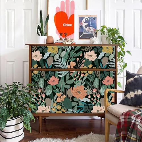 Simon&Siff 17.3'' x 240" Vintage Floral Peel and Stick Wallpaper Green - Image 6