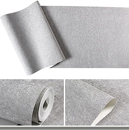 MelunMer Grey Silk Wallpaper Peel and Stick Removable Textured 15.7"x118" - Image 6