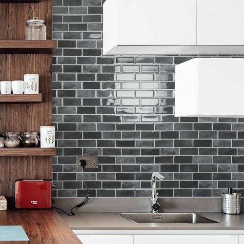 Art3d 10-Pack Marble Peel and Stick Backsplash, 12 x 12 in, Smoky Black - Image 3