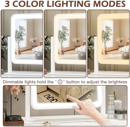 FENNIO Vanity Mirror with Lights 16"×13" Makeup Mirror with Lights, Lighted - Image 3