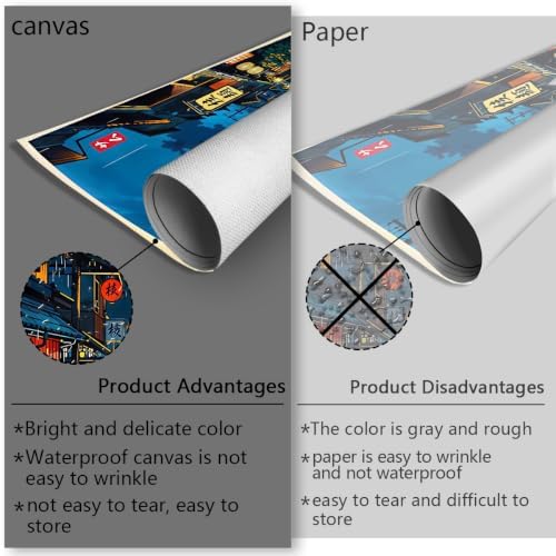 Unframed Rainy Japanese Street Canvas Wall Art 16x20in - Image 2