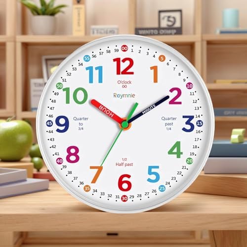 Roymnie Wall Clock 10" for Kids Learning Teaching Silent Battery Operated - Image 4