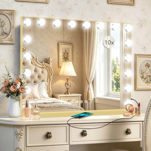Ratsamee Gold Hollywood Vanity Mirror by RATSAMEE
