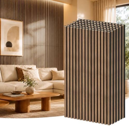 RITOLLO 6-Pack Wood Slat Wall Panels, 46.5 Sq Ft Coverage, Natural Walnut by Ritollo