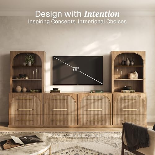 BELLEZE Jagger 130" Wall Unit 6-Piece Modular TV Stand - Image 3