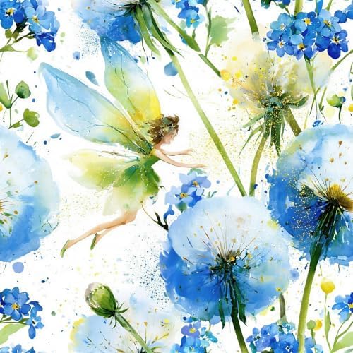 Stickorama Watercolor Blue Poppy Fairy Peel and Stick Wallpaper Self Adhesive by Unknown