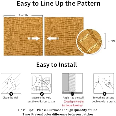 Peel and Stick Wallpaper Gold Crocodile Wallpaper 15.7" X 118" - Image 5