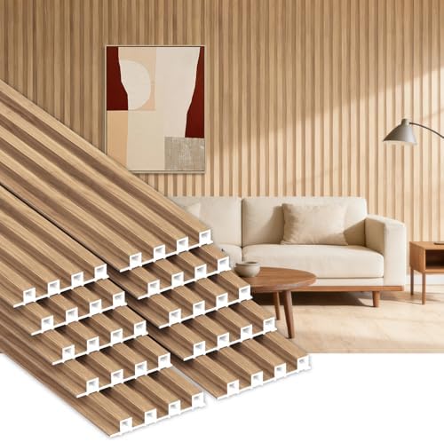 RITOLLO 10 Pack WPC Slat Wall Panels, 90.6" x 6.6" Fluted 3D Accent Wall by Ritollo