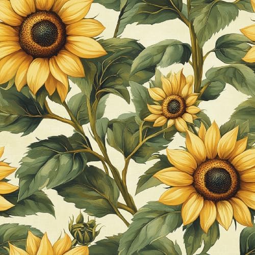 Sunflower Watercolor Wallpaper Peel and Stick 17.3"x118" Non-Woven Fabrics Self by Unknown