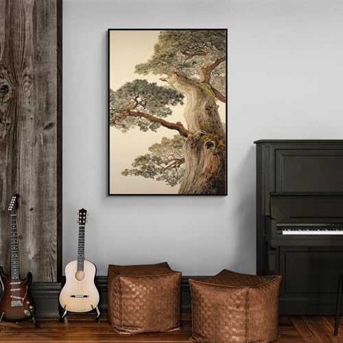 Vintage Japanese Pine Tree Black Framed Wall Art Oriental Asian Tree Canvas - Image 7