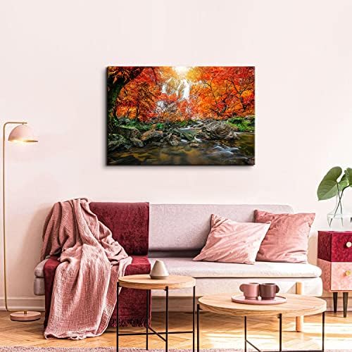 Waterfall Wall Art Sunset Nature River Landscape Picture Bedroom Decor 24x36" - Image 6