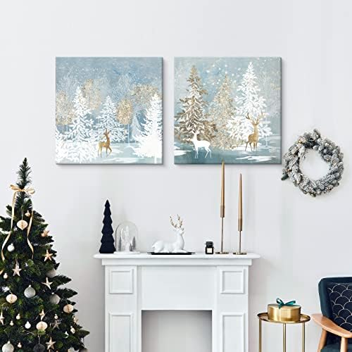 SEVEN WALL ARTS Christmas Wall Art Moose Deer Picture Wall Decor Natural Elk - Image 6