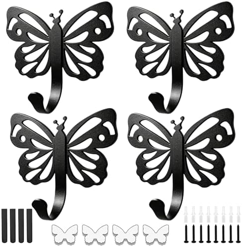 Majewel Black Hooks for Hanging, Butterfly Hooks for Shower Wall Hangs by Unknown