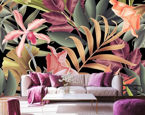 Toolhom Peel and Stick Wallpaper Featuring Colorful Tropical Banana Leaves - Image 3