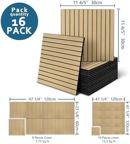 16-Pack Peel and Stick Acoustic Wall Panels, 11.8" x 11.8" PET Soundproof & - Image 2