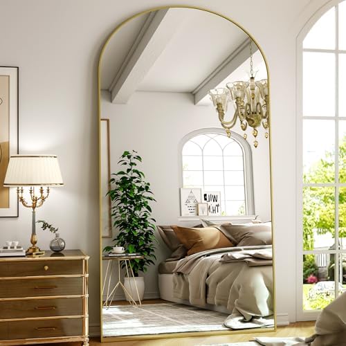 Arched Oversized Full Length Mirror 86"x41" Leaning Hanging Gold - Image 2