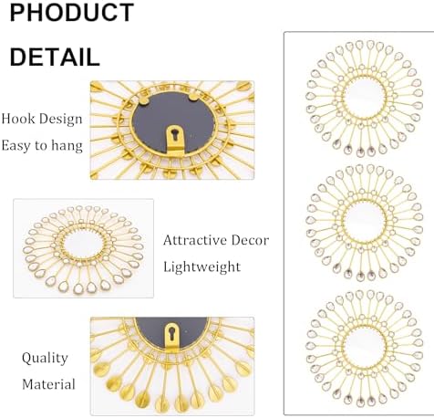 Gold Mirrors-Sunburst Festival Wall Art, Decorative Round Mirrors - Image 2