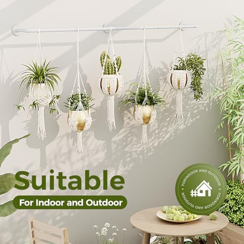 Bamworld Hanging Planters for Indoor - 70in White Metal Rod Plant Hangers - Image 5