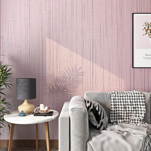 FunStick 24"x200" Pink Textured Wallpaper Stick and Peel Embossed Grass Cloth - Image 6