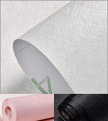 Cohoo Home White Wallpaper Peel and Stick Contact Paper White Silk15.7×197” by CohooHome