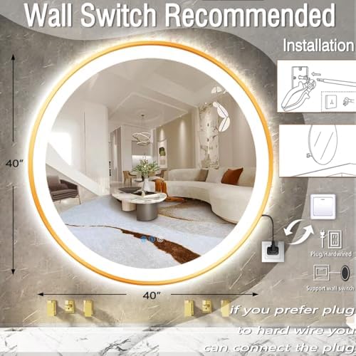 40 Inch Gold LED Round Mirror - Image 6