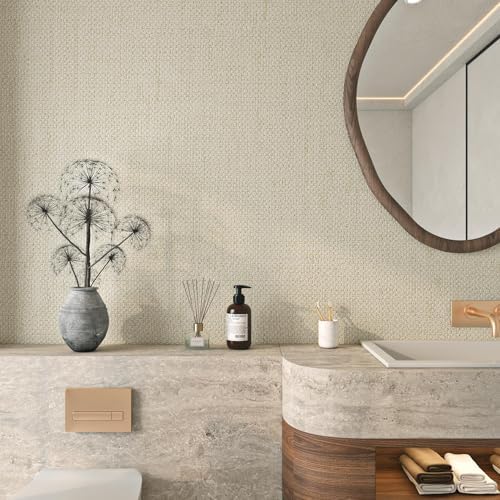 Livelynine 15.8x197 Beige Texture Peel and Stick Wallpaper Farmhouse Fabric - Image 4