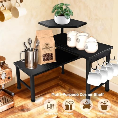Counter Organizer Shelf, 3 Tier Moveable Black Corner Shelf Organizer - Image 2