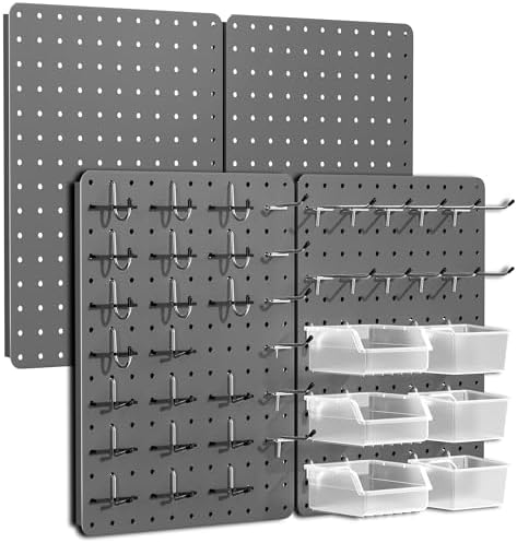 Steel Pegboard Tool Wall Organizer, 4 Pack 14.76 x 10.82 in, 6 Bins by PHXGrove