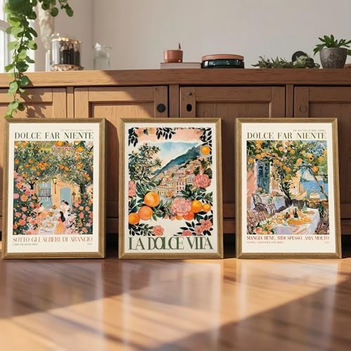 SYWENNOI Triptych Dolce Far Niente Framed Cnavas Wall Art 16x24 inches x3 - Image 3