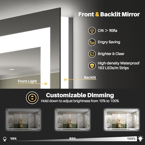 Briivue 68x36 Inch LED Bathroom Mirror - Image 3