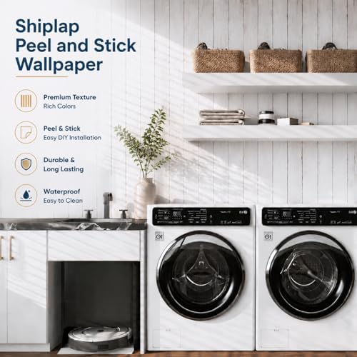 Abyssaly White Wood Shiplap Peel and Stick Wallpaper Farmhouse Wallpaper - Image 3